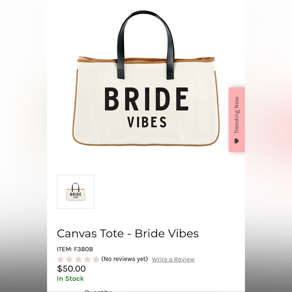 Bride Vibes Canvas Tote - Black and Tan